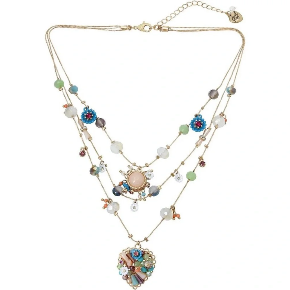Betsey Johnson Multicolor Beaded Gold-Tone Layered Necklace. New without tags - Picture 2 of 12